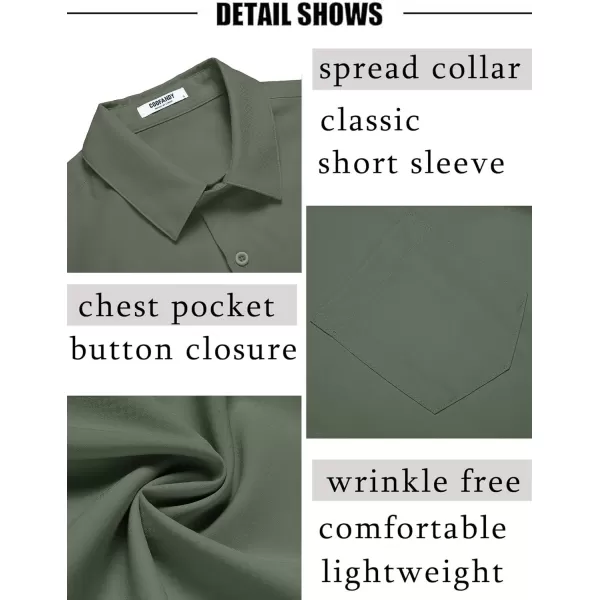 COOFANDY Men's Short Sleeve Dress Shirts Wrinkle Free Regular Fit Dress Shirt Textured Casual Button Down Shirts with Pocket