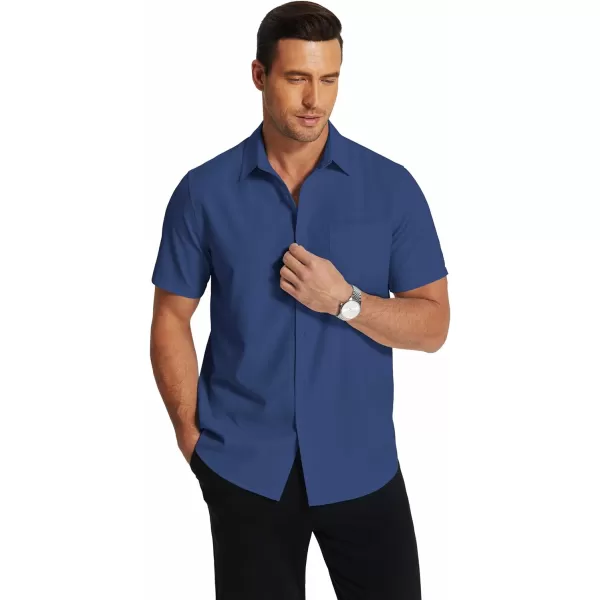 COOFANDY Men's Short Sleeve Dress Shirts Wrinkle Free Regular Fit Dress Shirt Textured Casual Button Down Shirts with Pocket