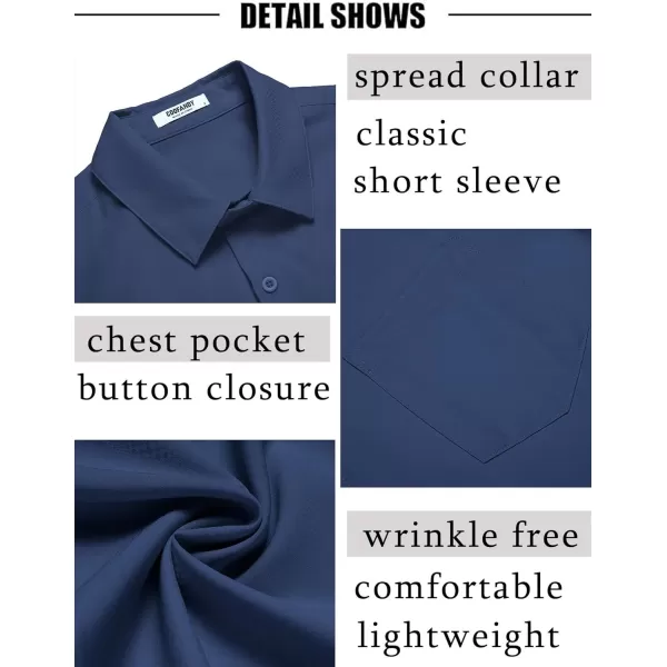 COOFANDY Men's Short Sleeve Dress Shirts Wrinkle Free Regular Fit Dress Shirt Textured Casual Button Down Shirts with Pocket