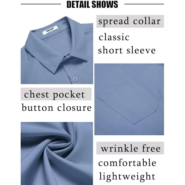COOFANDY Men's Short Sleeve Dress Shirts Wrinkle Free Regular Fit Dress Shirt Textured Casual Button Down Shirts with Pocket