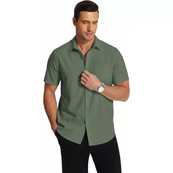 COOFANDY Men's Short Sleeve Dress Shirts Wrinkle Free Regular Fit Dress Shirt Textured Casual Button Down Shirts with Pocket