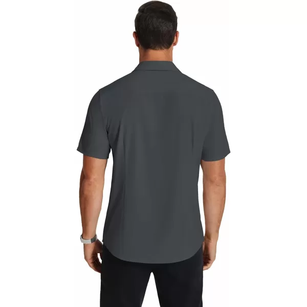 COOFANDY Men's Short Sleeve Dress Shirts Wrinkle Free Regular Fit Dress Shirt Textured Casual Button Down Shirts with Pocket