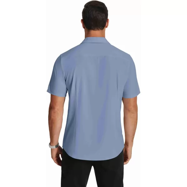 COOFANDY Men's Short Sleeve Dress Shirts Wrinkle Free Regular Fit Dress Shirt Textured Casual Button Down Shirts with Pocket