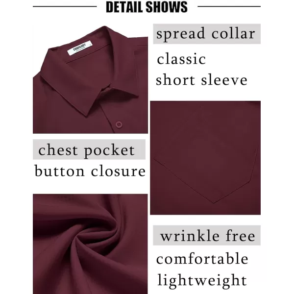 COOFANDY Men's Short Sleeve Dress Shirts Wrinkle Free Regular Fit Dress Shirt Textured Casual Button Down Shirts with Pocket