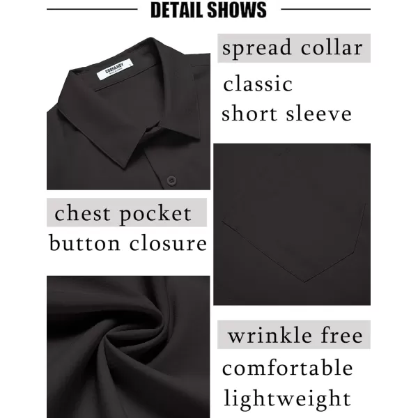 COOFANDY Men's Short Sleeve Dress Shirts Wrinkle Free Regular Fit Dress Shirt Textured Casual Button Down Shirts with Pocket