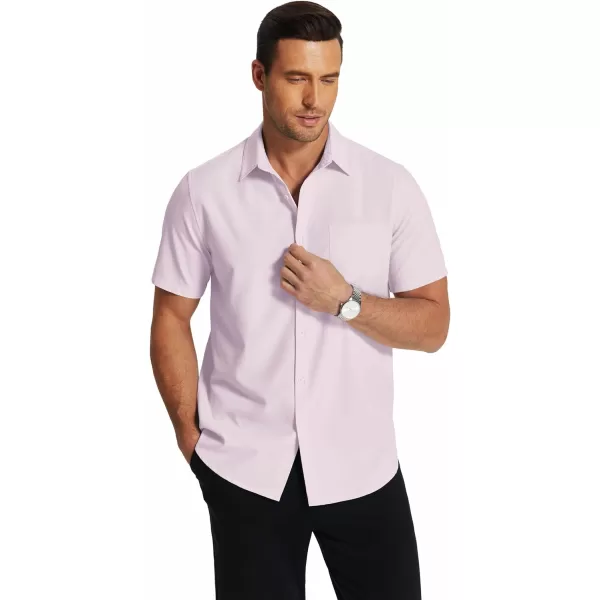 COOFANDY Men's Short Sleeve Dress Shirts Wrinkle Free Regular Fit Dress Shirt Textured Casual Button Down Shirts with Pocket