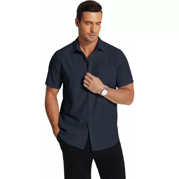 COOFANDY Men's Short Sleeve Dress Shirts Wrinkle Free Regular Fit Dress Shirt Textured Casual Button Down Shirts with Pocket