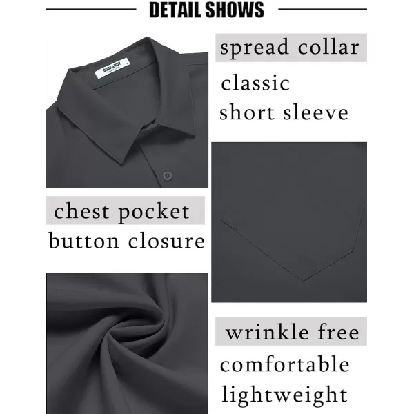 COOFANDY Men's Short Sleeve Dress Shirts Wrinkle Free Regular Fit Dress Shirt Textured Casual Button Down Shirts with Pocket