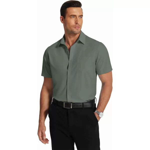 COOFANDY Men's Short Sleeve Dress Shirts Wrinkle Free Regular Fit Dress Shirt Textured Casual Button Down Shirts with Pocket