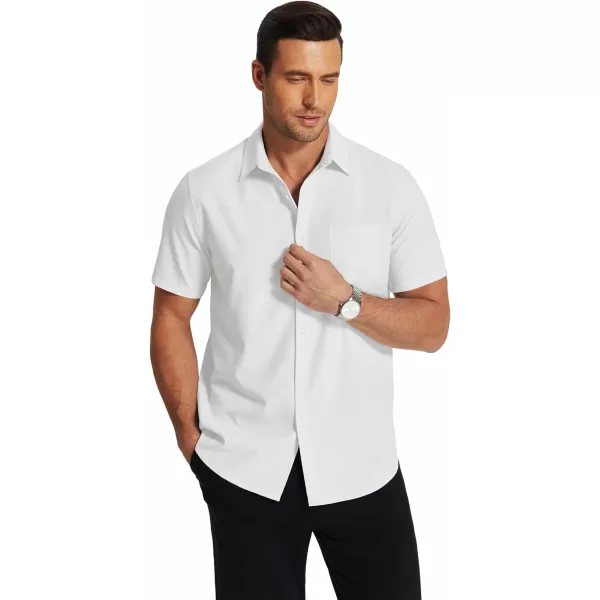 COOFANDY Men's Short Sleeve Dress Shirts Wrinkle Free Regular Fit Dress Shirt Textured Casual Button Down Shirts with Pocket