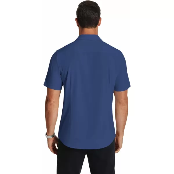 COOFANDY Men's Short Sleeve Dress Shirts Wrinkle Free Regular Fit Dress Shirt Textured Casual Button Down Shirts with Pocket