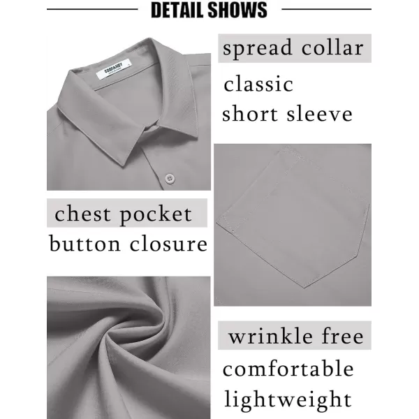 COOFANDY Men's Short Sleeve Dress Shirts Wrinkle Free Regular Fit Dress Shirt Textured Casual Button Down Shirts with Pocket