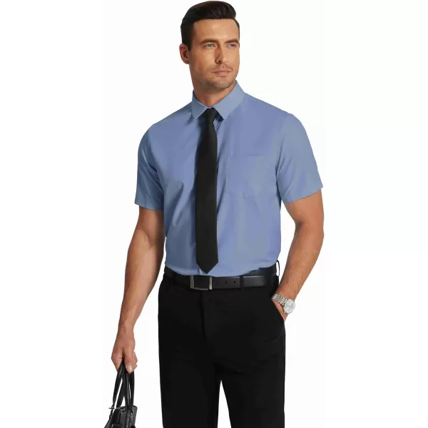 COOFANDY Men's Short Sleeve Dress Shirts Wrinkle Free Regular Fit Dress Shirt Textured Casual Button Down Shirts with Pocket