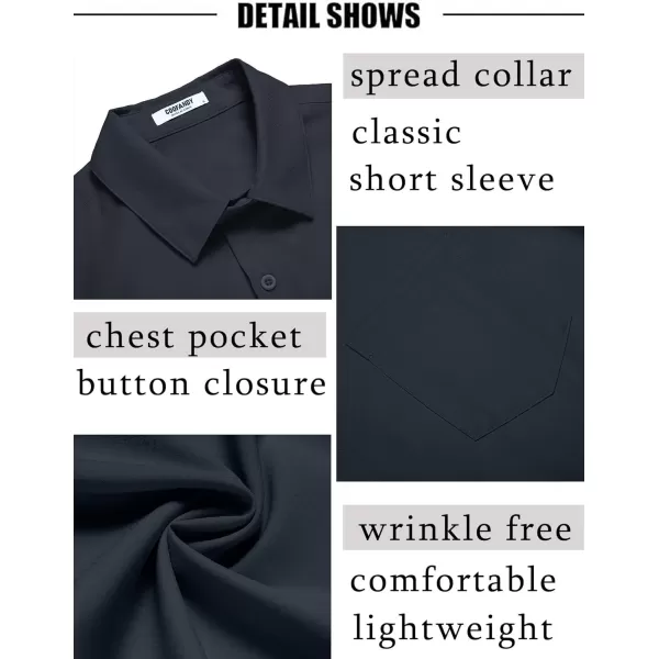 COOFANDY Men's Short Sleeve Dress Shirts Wrinkle Free Regular Fit Dress Shirt Textured Casual Button Down Shirts with Pocket