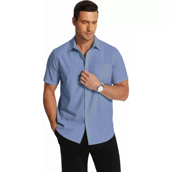 COOFANDY Men's Short Sleeve Dress Shirts Wrinkle Free Regular Fit Dress Shirt Textured Casual Button Down Shirts with Pocket