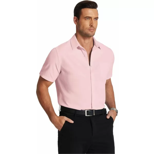 COOFANDY Men's Short Sleeve Dress Shirts Wrinkle Free Regular Fit Dress Shirt Textured Casual Button Down Shirts with Pocket