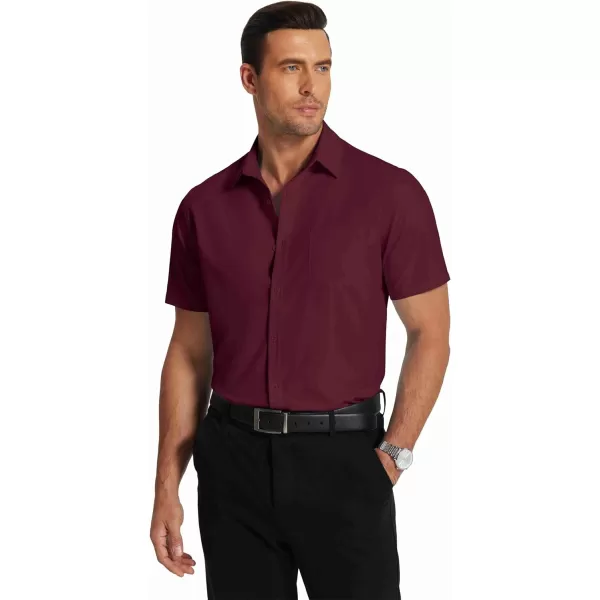 COOFANDY Men's Short Sleeve Dress Shirts Wrinkle Free Regular Fit Dress Shirt Textured Casual Button Down Shirts with Pocket