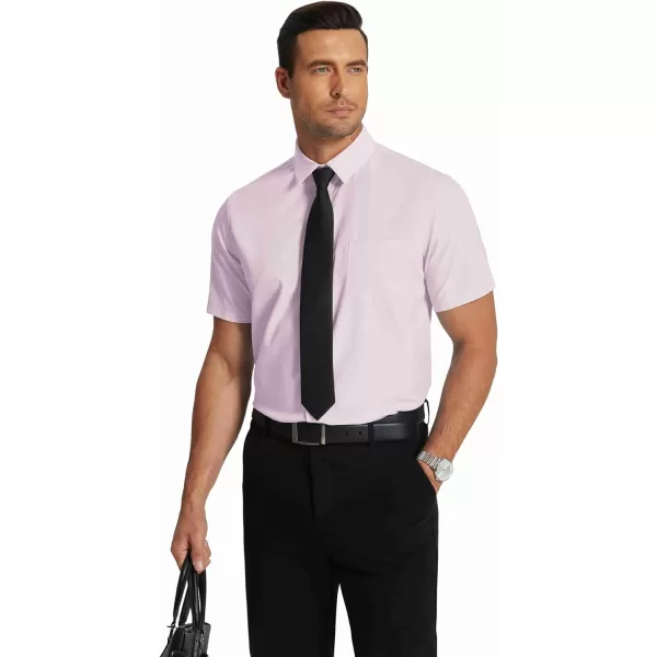 COOFANDY Men's Short Sleeve Dress Shirts Wrinkle Free Regular Fit Dress Shirt Textured Casual Button Down Shirts with Pocket