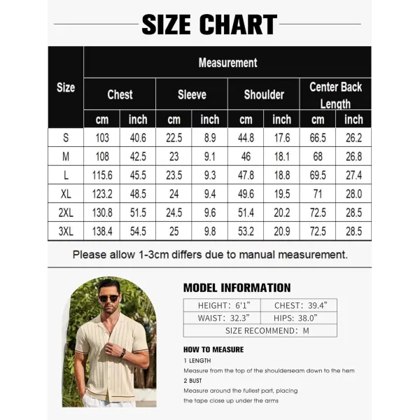 COOFANDY Men's Short Sleeve Knit Shirt Casual Button Down Shirt Vintage Striped Knitted Golf Beach Tops