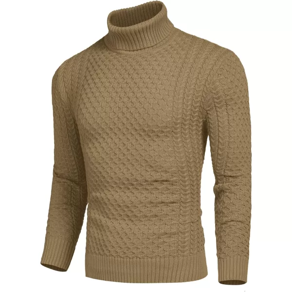 COOFANDY Men's Slim Fit Turtleneck Sweater Casual Knitted Twisted Pullover Solid Sweaters