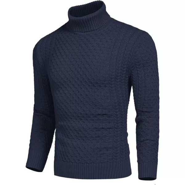 COOFANDY Men's Slim Fit Turtleneck Sweater Casual Knitted Twisted Pullover Solid Sweaters