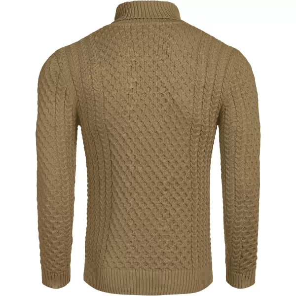 COOFANDY Men's Slim Fit Turtleneck Sweater Casual Knitted Twisted Pullover Solid Sweaters
