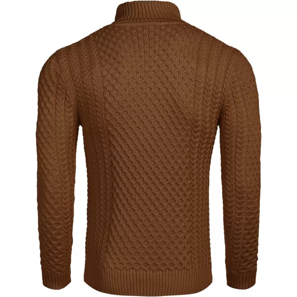COOFANDY Men's Slim Fit Turtleneck Sweater Casual Knitted Twisted Pullover Solid Sweaters