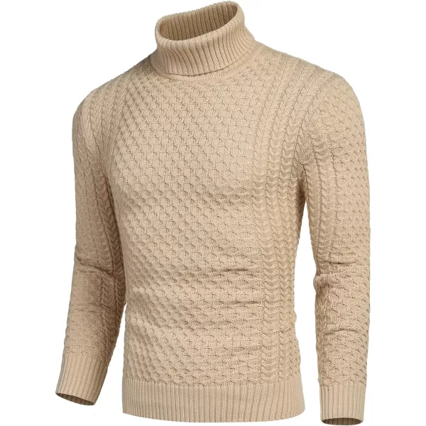 COOFANDY Men's Slim Fit Turtleneck Sweater Casual Knitted Twisted Pullover Solid Sweaters