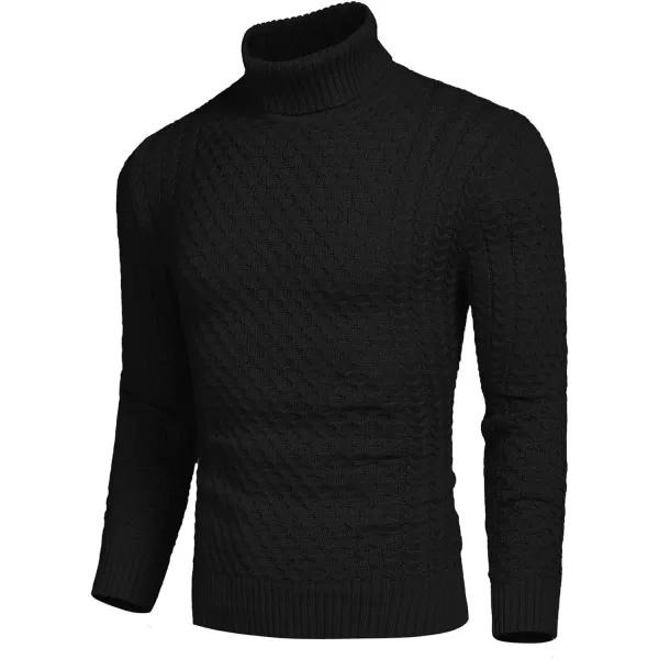 COOFANDY Men's Slim Fit Turtleneck Sweater Casual Knitted Twisted Pullover Solid Sweaters