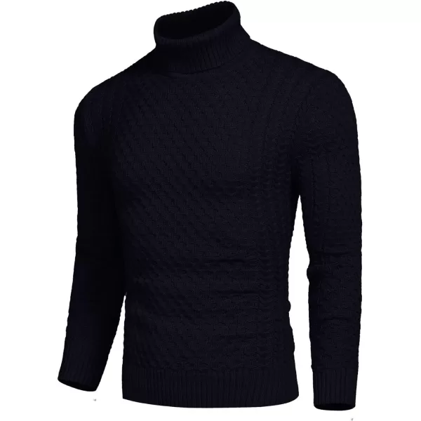 COOFANDY Men's Slim Fit Turtleneck Sweater Casual Knitted Twisted Pullover Solid Sweaters