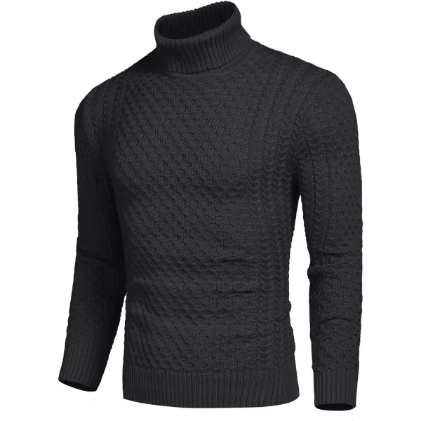 COOFANDY Men's Slim Fit Turtleneck Sweater Casual Knitted Twisted Pullover Solid Sweaters