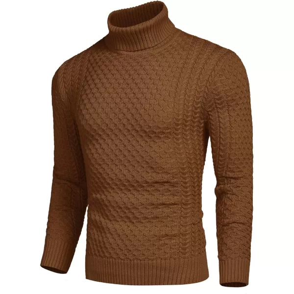 COOFANDY Men's Slim Fit Turtleneck Sweater Casual Knitted Twisted Pullover Solid Sweaters