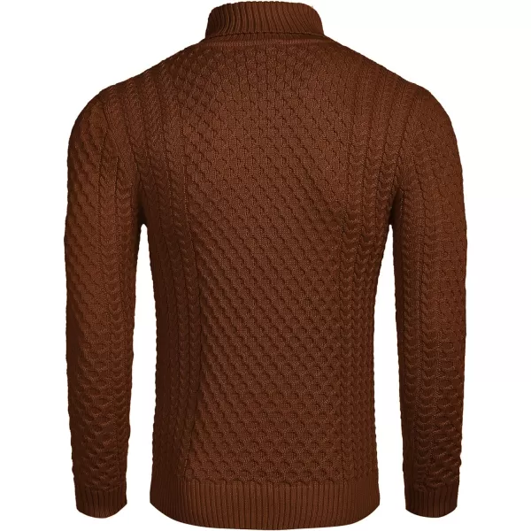 COOFANDY Men's Slim Fit Turtleneck Sweater Casual Knitted Twisted Pullover Solid Sweaters