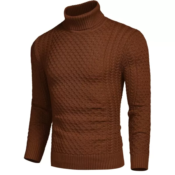 COOFANDY Men's Slim Fit Turtleneck Sweater Casual Knitted Twisted Pullover Solid Sweaters