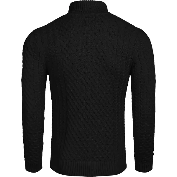 COOFANDY Men's Slim Fit Turtleneck Sweater Casual Knitted Twisted Pullover Solid Sweaters