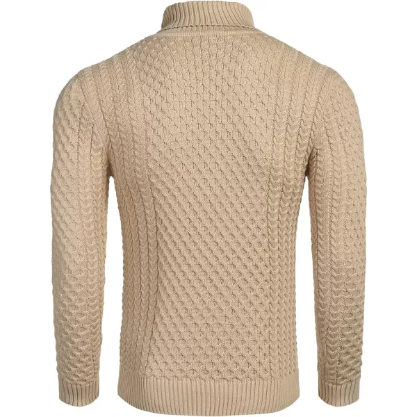 COOFANDY Men's Slim Fit Turtleneck Sweater Casual Knitted Twisted Pullover Solid Sweaters