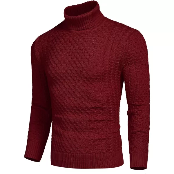COOFANDY Men's Slim Fit Turtleneck Sweater Casual Knitted Twisted Pullover Solid Sweaters