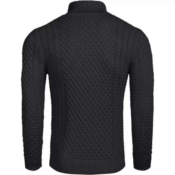 COOFANDY Men's Slim Fit Turtleneck Sweater Casual Knitted Twisted Pullover Solid Sweaters
