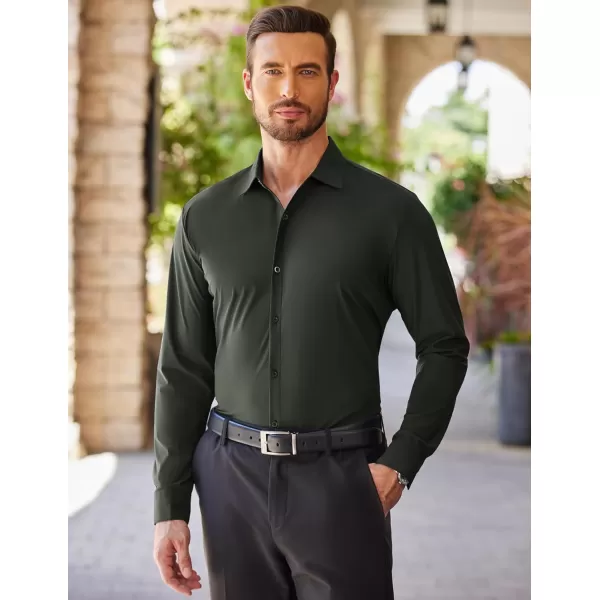 COOFANDY Men's Stretch Dress Shirts Long Sleeve Wrinkle Free Shirt Business Button Down Shirt