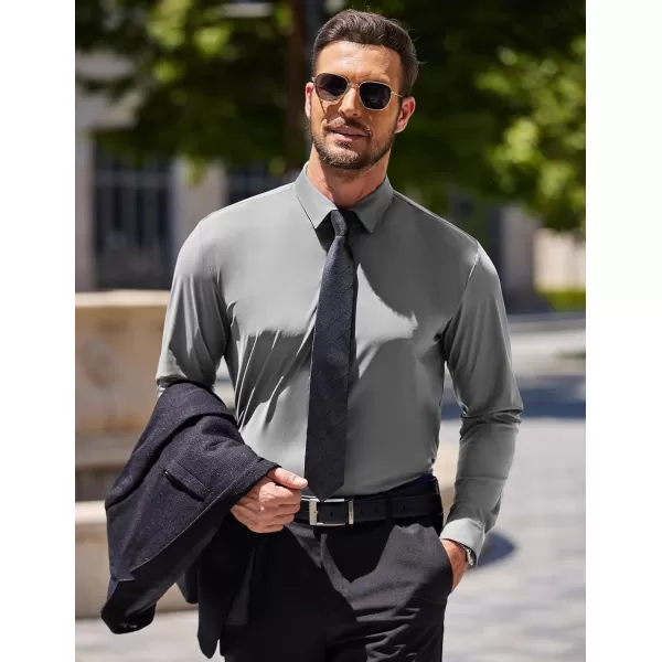 COOFANDY Men's Stretch Dress Shirts Long Sleeve Wrinkle Free Shirt Business Button Down Shirt