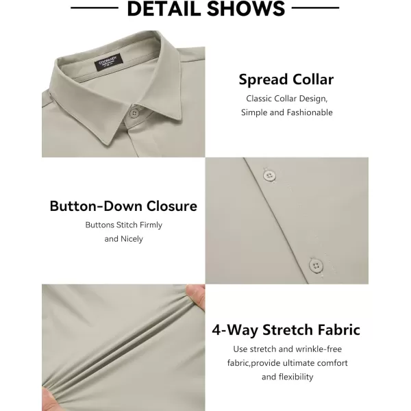 COOFANDY Men's Stretch Dress Shirts Long Sleeve Wrinkle Free Shirt Business Button Down Shirt