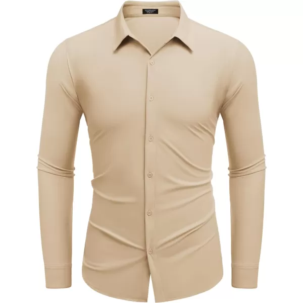 COOFANDY Men's Stretch Dress Shirts Long Sleeve Wrinkle Free Shirt Business Button Down Shirt
