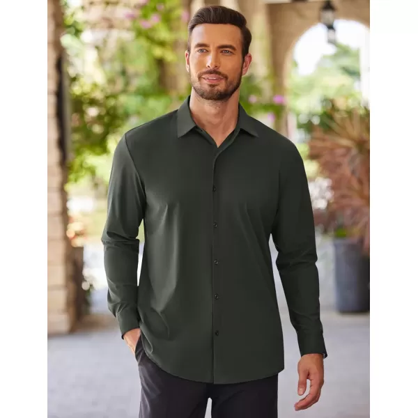 COOFANDY Men's Stretch Dress Shirts Long Sleeve Wrinkle Free Shirt Business Button Down Shirt