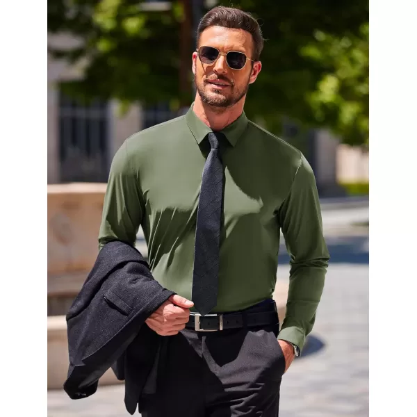 COOFANDY Men's Stretch Dress Shirts Long Sleeve Wrinkle Free Shirt Business Button Down Shirt