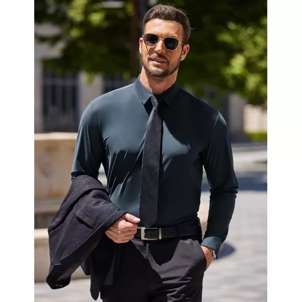 COOFANDY Men's Stretch Dress Shirts Long Sleeve Wrinkle Free Shirt Business Button Down Shirt