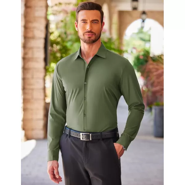 COOFANDY Men's Stretch Dress Shirts Long Sleeve Wrinkle Free Shirt Business Button Down Shirt