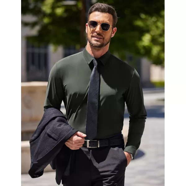 COOFANDY Men's Stretch Dress Shirts Long Sleeve Wrinkle Free Shirt Business Button Down Shirt