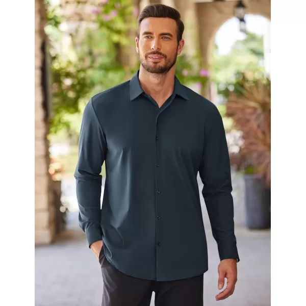 COOFANDY Men's Stretch Dress Shirts Long Sleeve Wrinkle Free Shirt Business Button Down Shirt