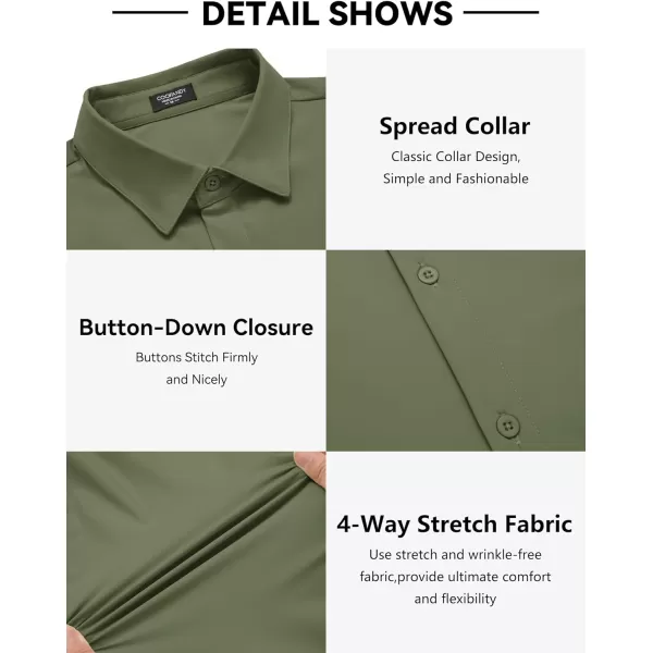 COOFANDY Men's Stretch Dress Shirts Long Sleeve Wrinkle Free Shirt Business Button Down Shirt