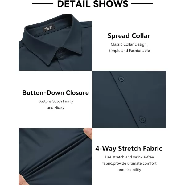 COOFANDY Men's Stretch Dress Shirts Long Sleeve Wrinkle Free Shirt Business Button Down Shirt